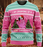 I'm Dreaming Of A Wine Christmas Flamingo Ugly Sweater