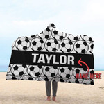 Personalized Custom Soccer Hooded Blanket Black & White Balls
