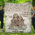 Personalized Sloth The Day I Met You Fleece Blanket