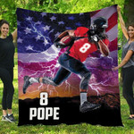 Personalized Football Player Flag Name And Number Fleece Blanket
