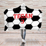Personalized Soccer Black White Custom Name And Number Hooded Blanket