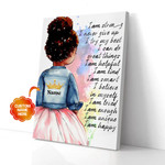 Personalized Black Girl Canvas Prints I Am Strong I Never Give Up