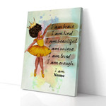 Personalized Black Little Girl Canvas Prints I Am Brave I Am Kind
