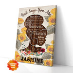 Personalized Black Girl God Says You Are Print Canvas Art