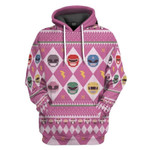 PINK MIGHTY MORPHIN POWER RANGER UGLY CHRISTMAS 3D HOODIE