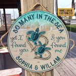 Personalized Valentine Gift For Couple Sea Turtle Wood Circle Sign
