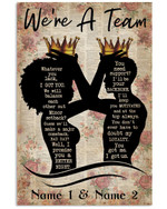 Personalized Family We're A Team Black Couple African American Canvas Prints