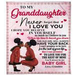 To My Granddaughter Black Grandma African American Blanket