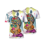Headwrap Colorful Black Woman African American 3D T Shirt