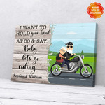 Personalized Baby Let's Go Riding Old Couple Biker Canvas Prints