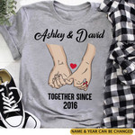 Personalized Valentine Gift For Couple Hand In Hand Tshirt