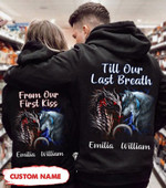 Personalized Till Our Last Breath Wolf And Dragon Couple Hoodie