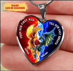 Personalized Till Our Last Breath Phoenix Dragon Heart Couple Necklace