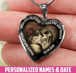 Personalized Till Our Last Breath Skull Heart Couple Necklace