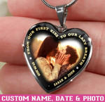 Personalized Image Love Quote Heart Couple Necklace