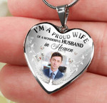 Personalized Image Wonderful Husband In Heaven Heart Couple Necklace