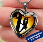 Personalized Till Our Last Breath Lineman Heart Couple Necklace