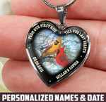 Personalized Till Our Last Breath Cardinal Heart Couple Necklace