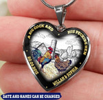 Personalized A Big Cock And His Pecking Hen Cock And Hen Heart Couple Necklace
