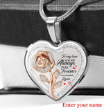 Personalized You Will Always Be My Forever Rose Heart Couple Necklace