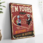 Personalized I'm Yours No Returns Or Refunds Jack And Sally Canvas Prints