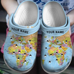 Personalized World Map Africa Crocs Classic Clogs Shoes
