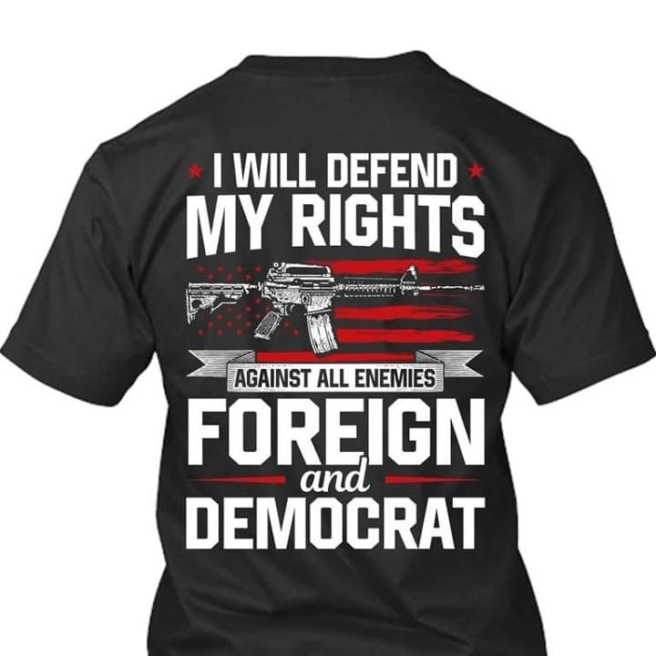 I Will Defend My Rights Against All Enemies Foreign Gun Tshirt PAN2TS0050
