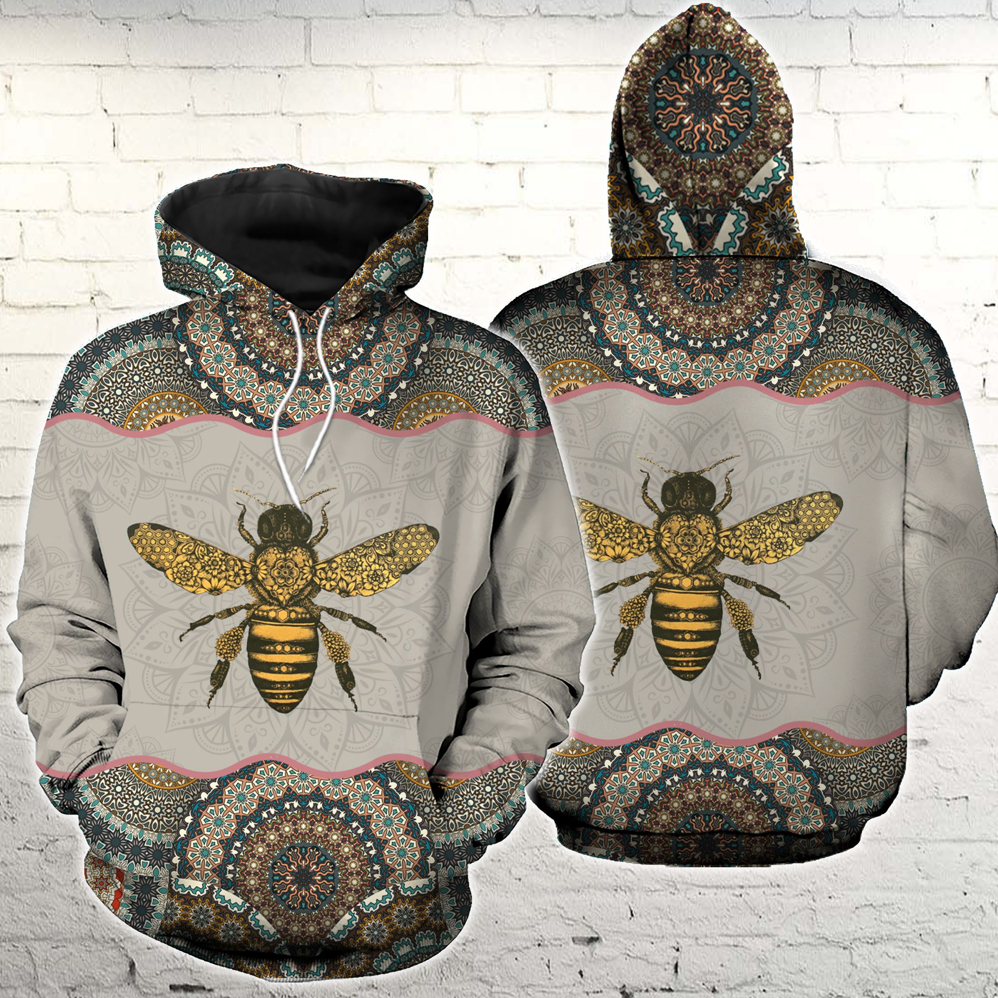 Bee Mandala Pattern 3D Hoodie PAN