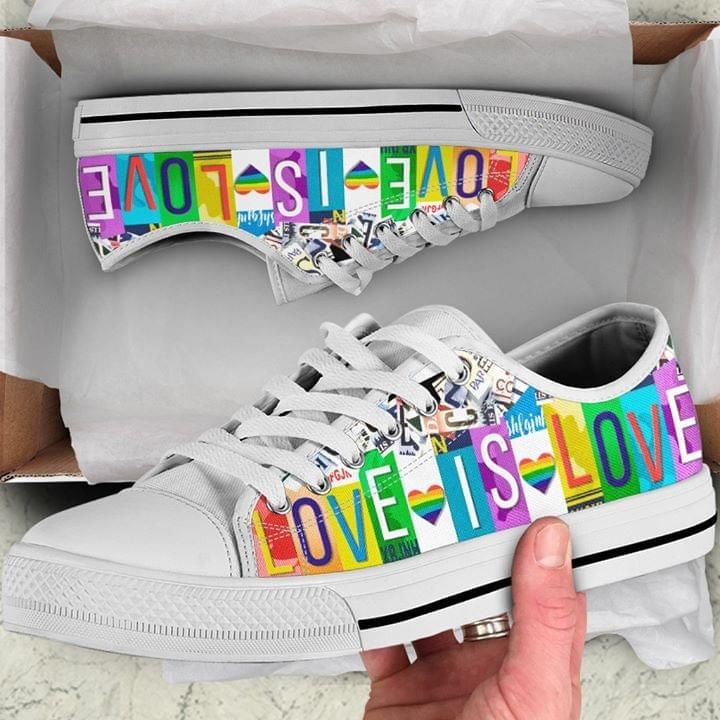 Love Is Love LGBT White Low Top Shoes PAN