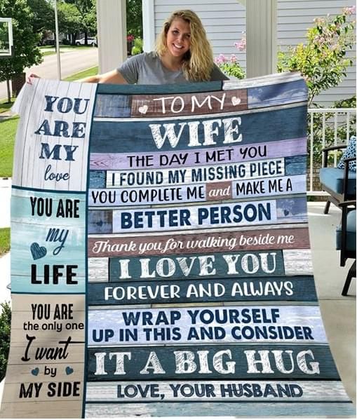 To My Wife The Day I Met You I Found My Missing Piece Husband Fleece Blanket