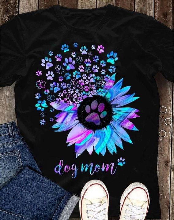 Dog Mom Sunflower Paw Dog Purple Tshirt PAN2TS0069