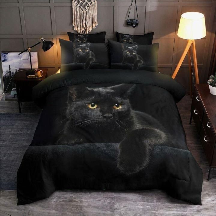 Black Cat Printed On Bedding Set