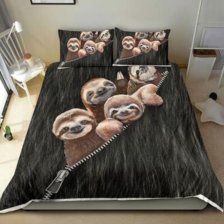 Sloths Zip 3D Printed Bedding Set