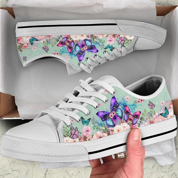 Butterfies And Flowers Low Top Shoes PANLTS0043