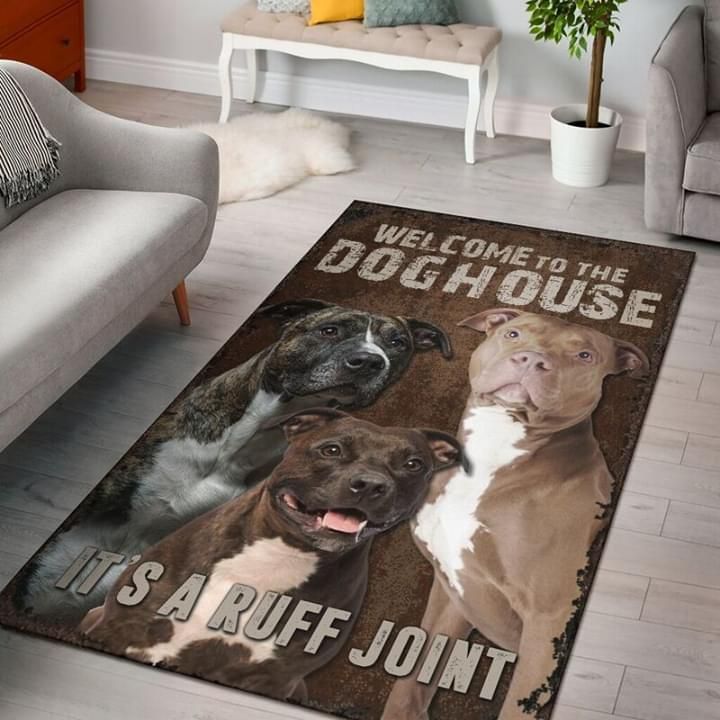 Welcome To The Doghouse Its A Ruff Joint Pitbulls Rug