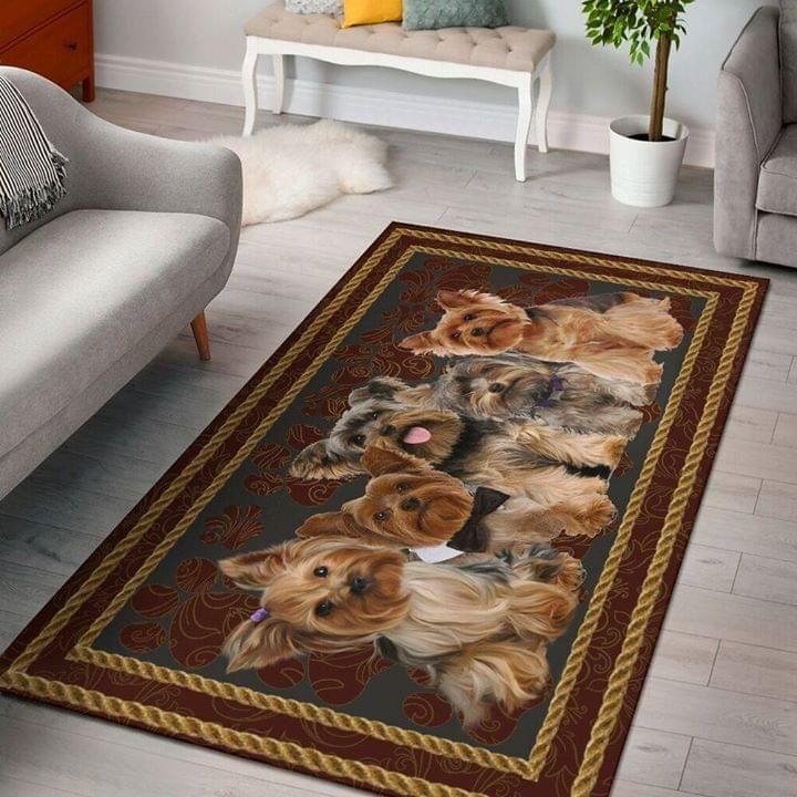 Yorkshire Terrier Dogs Printed On Rug