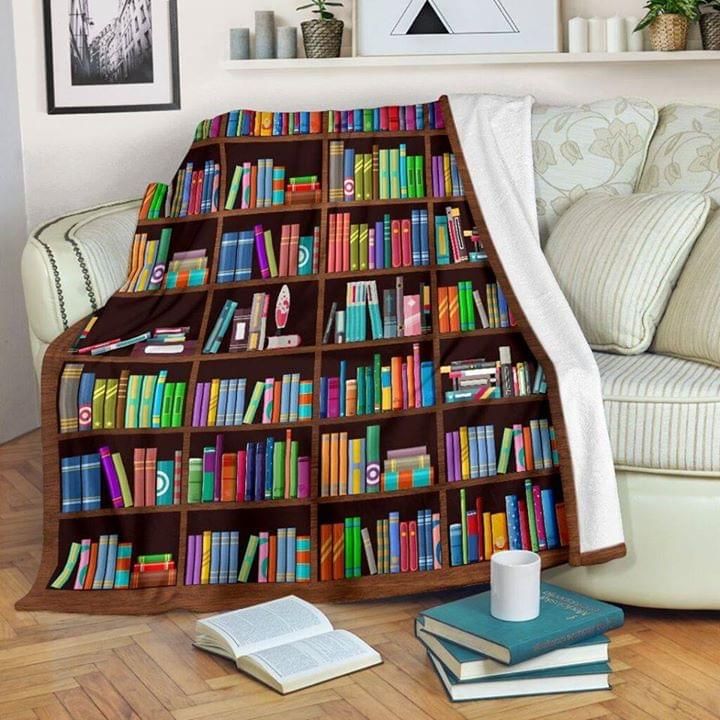 Bookshelf Cartoon Fleece Blanket