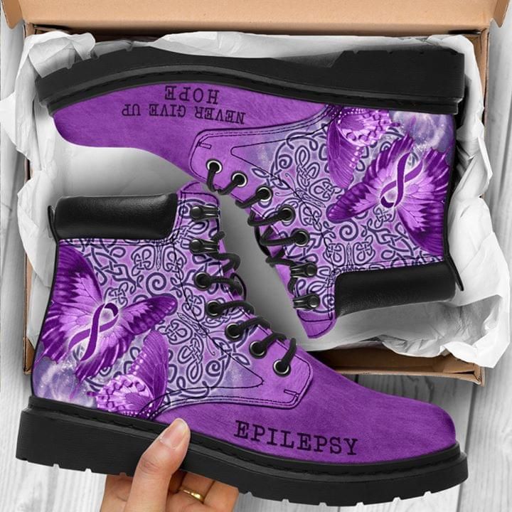 Heaven Give Up Hope Epilepsy Purple Classic Boots Shoes