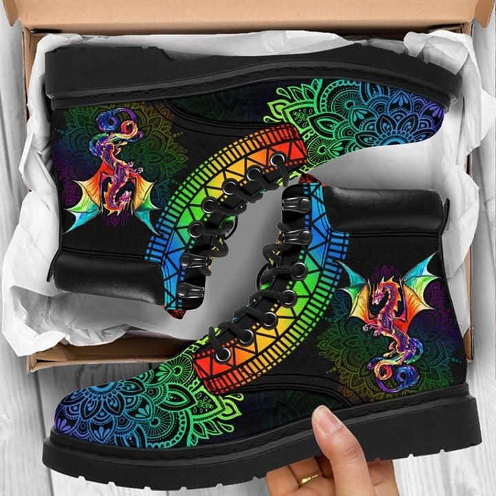 Dragon Colorful Mandala Classic Boots Shoes PANCBO0065