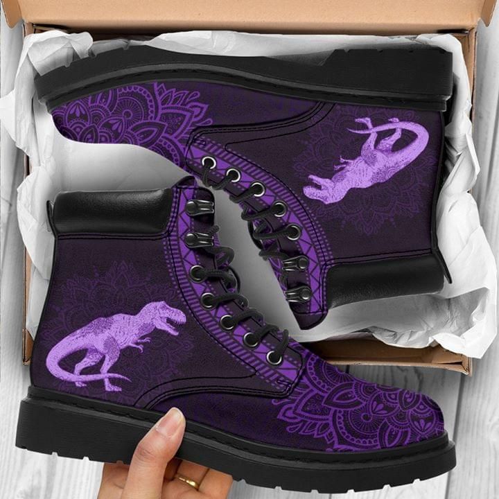 T Rex Dinosaur Mandala Purple Classic Boots Shoes PANCBO0004