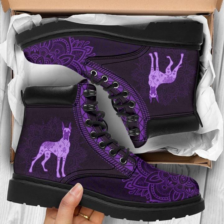 Dorberman Dog Mandala Purple Classic Boots Shoes