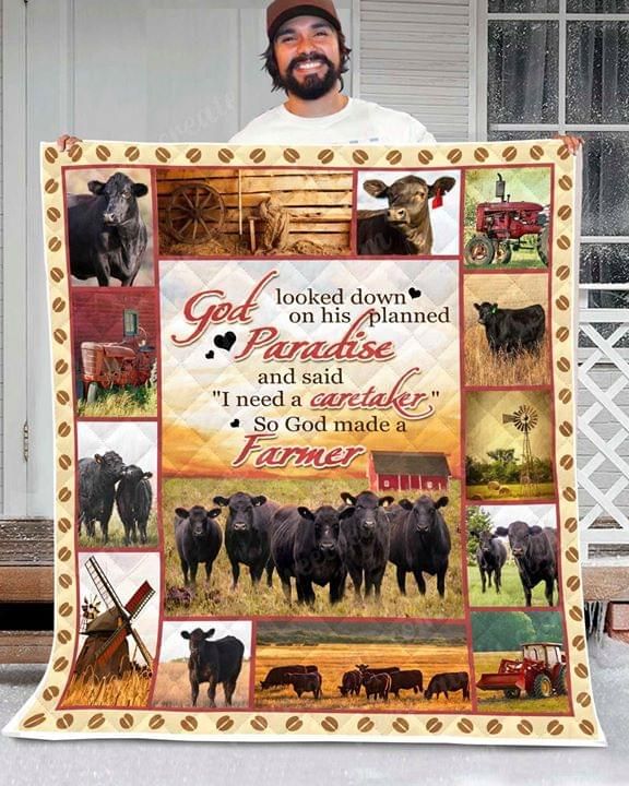 God Looked Down On His Planned Paradise Cow On Farm Quilt