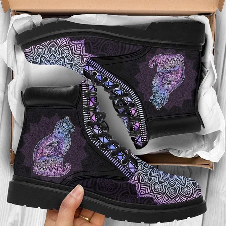 Cat Mandala Purple Classic Boots Shoes