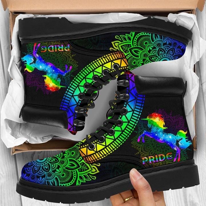 Pride Unicorn Rainbow Mandala LGBT Classic Boots Shoes PAN