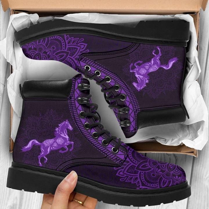 Horse Mandala Purple Classic Boots Shoes