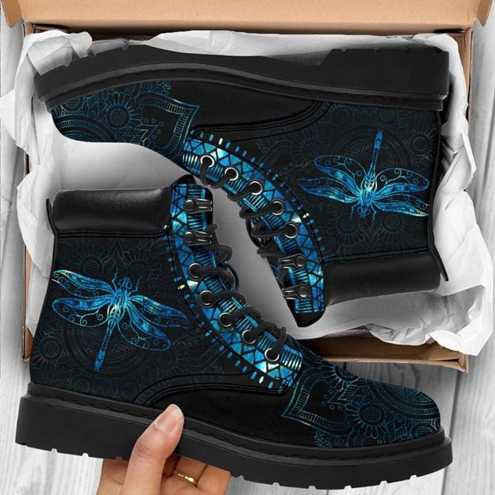 Dragonfly Printed On Mandala Blue Classic Boots Shoes PANCBO0040
