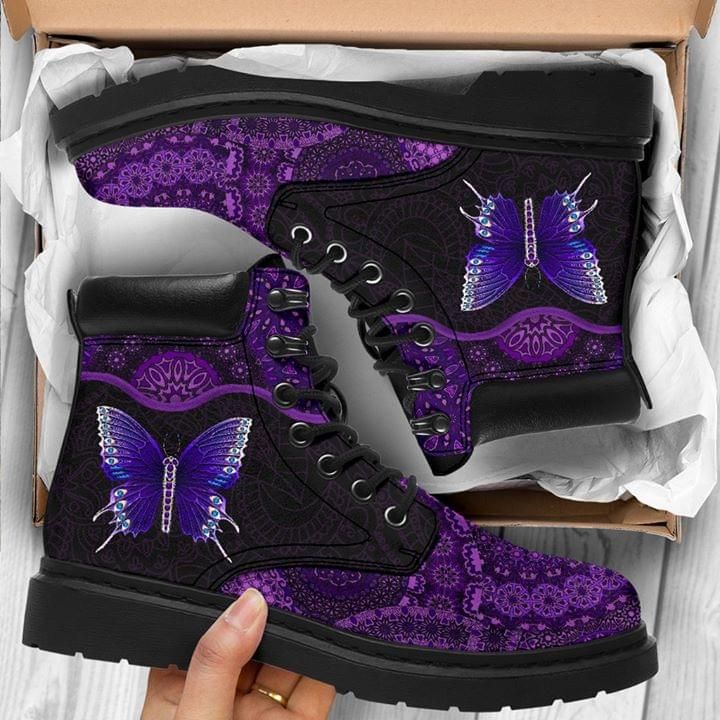 Butterfly Mandala Purple Classic Boots Shoes