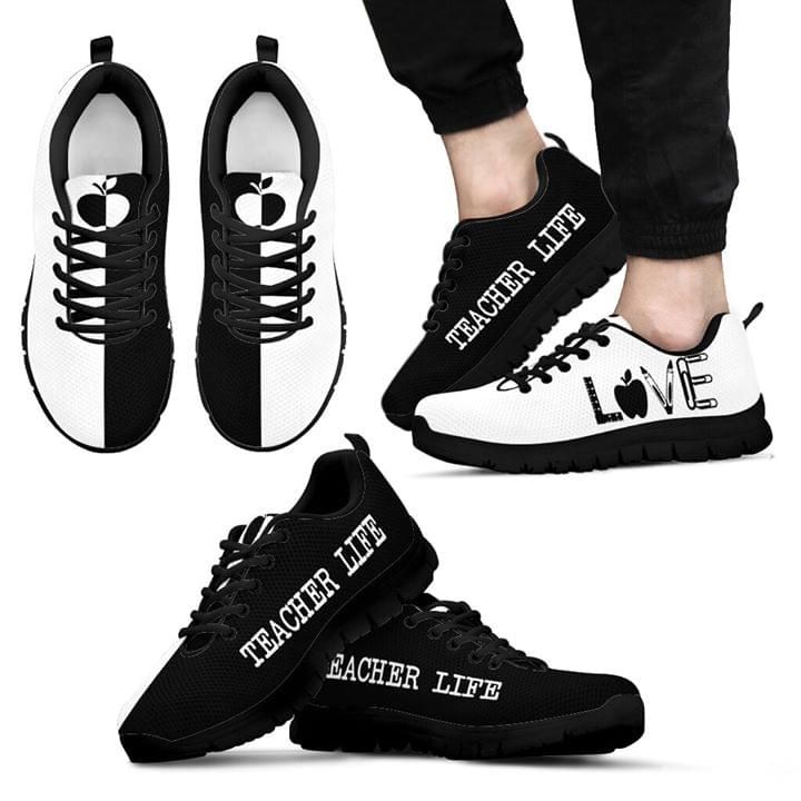 Teacher Life Love Black And White Sneaker Shoes