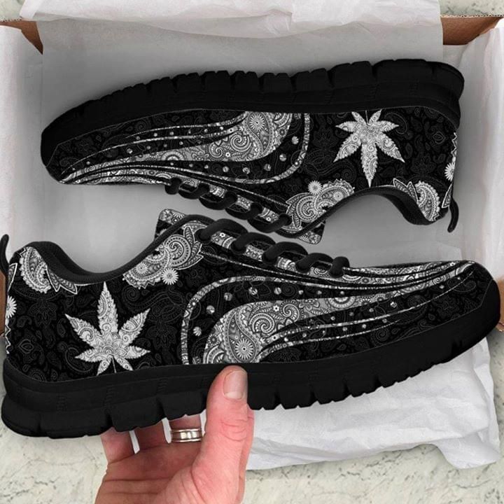 Weed Leaf Tattoo Black And White Sneaker Shoes