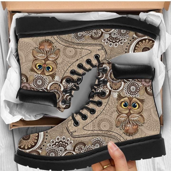 Owl Mandala Brown Classic Boots Shoes